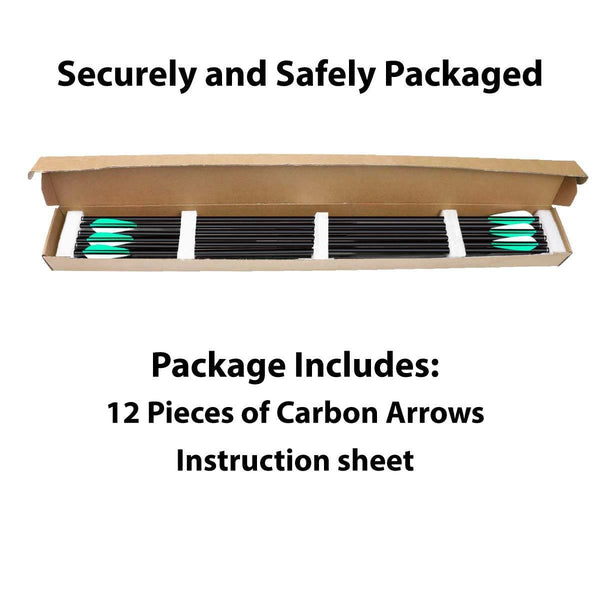 KESHES Archery Carbon Hunting Arrows for Compound & Recurve Bows - 30 inch Youth Kids and Adult Target Practice Bow Arrow - Removable Nock & Tips Points (12 Pack)