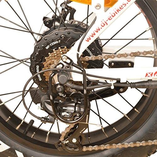DJ Folding Bike 750W 48V 13Ah Power Electric Bicycle, UL 2849, Pearl White, LED Bike Light, Suspension Fork and Shimano Gear,