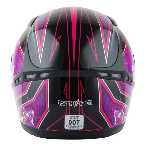 1STORM MOTORCYCLE BIKE FULL FACE HELMET BOOSTER Butterfly Pink Purple