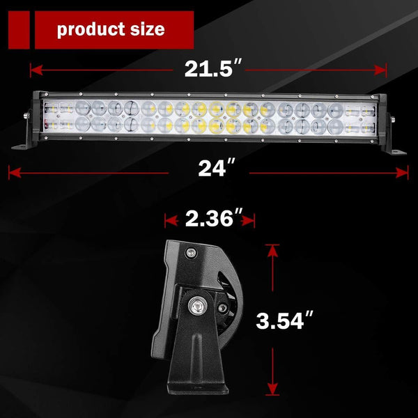 LED Light Bar Curved 22'' (24" with Mounting Bracket) DWVO 300W 8D 48000LM with 8ft Wiring Harness Kit, Off Road Driving Light for Jeep Bumper Trucks Boats ATV Light Bar -2Yr Warranty