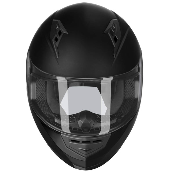 GLX Unisex-Adult GX11 Compact Lightweight Full Face Motorcycle Street Bike Helmet with Extra Tinted Visor DOT Approved (Matte Black, Medium)
