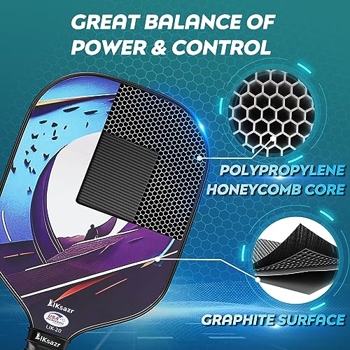 LIKsazr Pickleball Paddles, USAPA Approved Fiberglass Pickleball Set, 2 Pickleball Paddles, 2 Cooling Towels, 4 Pickleball Balls & Pickleball Bag, Pickleball Paddle Gifts for Men Women