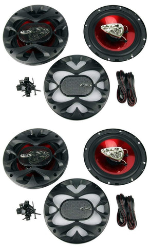 4) New BOSS CH6530 6.5" 3-Way 600W Car Audio Coaxial Speakers Stereo Red