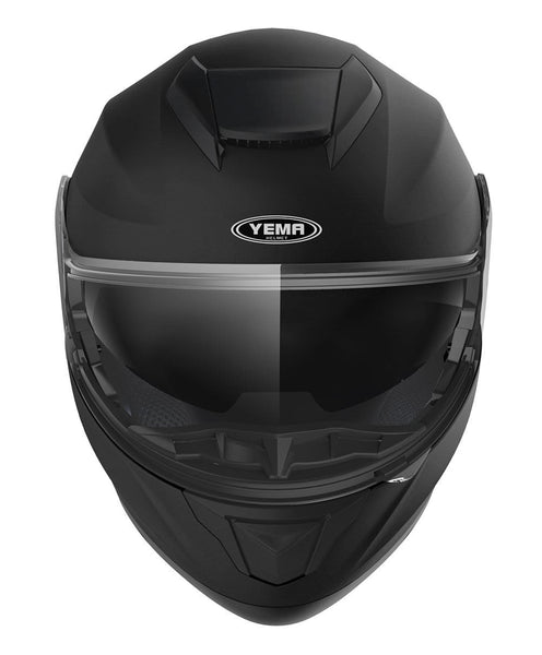 Motorcycle Modular Full Face Helmet DOT Approved - YEMA YM-926 Motorbike Moped Street Bike Racing Crash Helmet with Sun Visor for Adult, Men and Women - Matte Black,Large