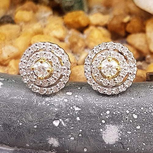 Dazzlingrock Collection 0.41 Carat (ctw) 14K Round Cut White Diamond Ladies Halo Style Stud Earrings, Yellow Gold