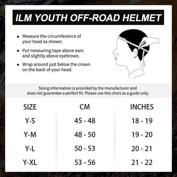 ILM Youth Kids ATV Motocross Dirt Bike Motorcycle BMX Downhill Off-Road MTB Mountain Bike Helmet DOT Approved (Youth-M, Matte Black)