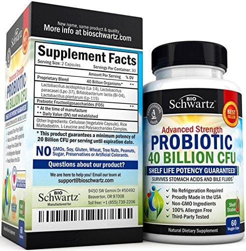 Probiotic 40 Billion CFU. Guaranteed Potency until Expiration - Patented Delay Release, Shelf Stable - Lactobacillus Acidophilus - Gluten Dairy Free for Women Men - No Refrigeration - Digestive Health