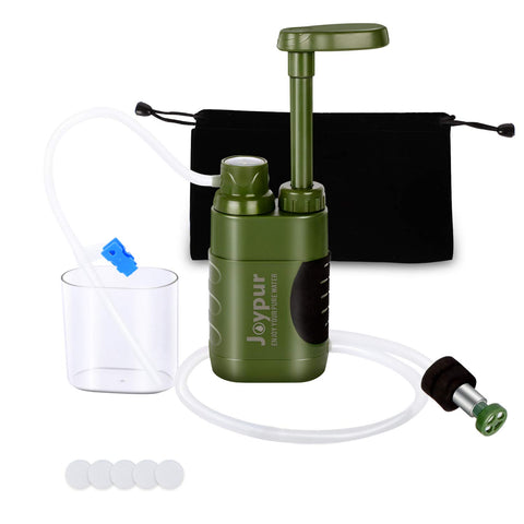 joypur Portable Outdoor Water Filter Camping Hiking Pump, 0.01 Micron 3-Stage Water Purifier for Travel Abroad, Emergency, Backpacking, Survival with Replaceable Filter