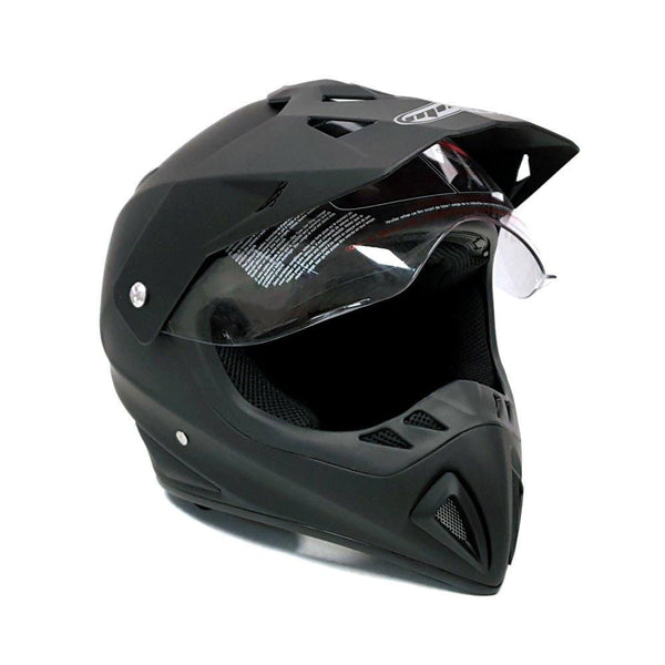 MMG Helmet Dual Sport Off Road Motorcycle Dirt Bike ATV - FlipUp Visor - 27V Matte Black (XX-Large)