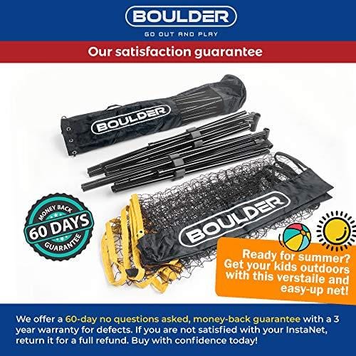 Boulder Portable Badminton Net Set - 10-FT Mini Net for Tennis, Soccer Tennis, Pickleball, Kids Volleyball - Easy Setup Nylon Sports Net with Poles - for Indoor or Outdoor Court, Beach, Driveway