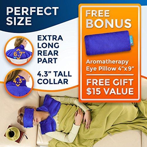 Neck and Shoulder Wrap - Natural Moist Heat Therapy for Muscle Pain, Tension Relief, Aches, Migraines, Headaches, and Arthritis - Instant Relief with deep Heat and Herbal Aromatherapy.