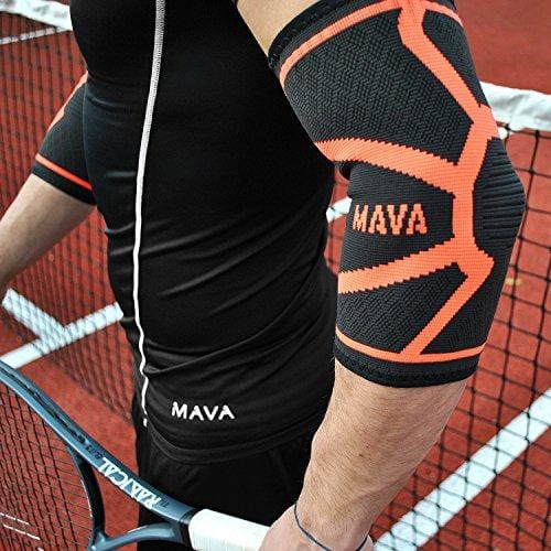 Mava Sports Elbow Brace Compression Sleeve (Pair) - Elbow Brace for Tendonitis, Tennis, Workouts, Weightlifting, Golfer's Elbow Treatment, Basketball- Reduce Joint Pain & Elbow Support - Elbow Sleeve