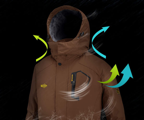 Wantdo Men's Waterproof Mountain Jacket Fleece Windproof Ski Jacket US S  Coffee S