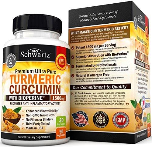 Turmeric Curcumin with Bioperine 1500mg. Highest Potency Available. Premium Pain Relief & Joint Support with 95% Standardized Curcuminoids. Non-GMO, Gluten Free Turmeric Capsules with Black Pepper