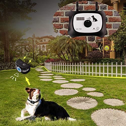OKPET Wireless Dog Fence Pet Containment System, Safe Effective Beep/Shock Dog Fence, Adjustable Control Range 1000 Ft & Display Distance, Rechargeable Waterproof Collar (2 Dog System)