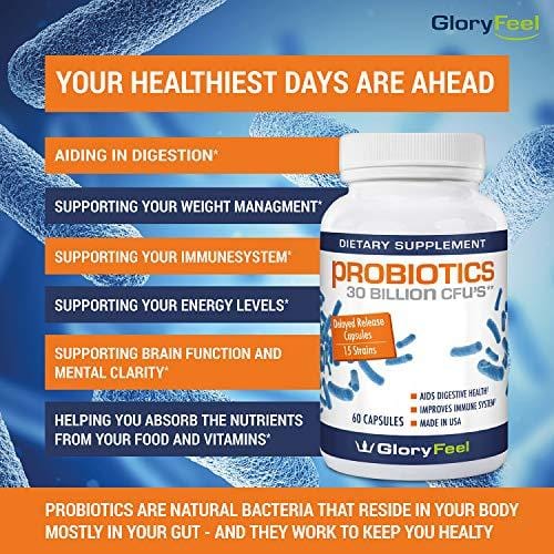 Probiotic Supplement for Women & Men 30 Billion CFU 15 Strains - Probiotics with Prebiotics - Lactobacillus Acidophilus Probiotic - Delayed Release Capsules