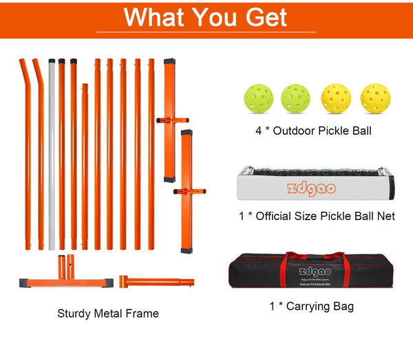 Pickleball Net for Driveway with 4 Pickle Balls, 22FT Pickleball Net Regulation Size with Carrying Bag and Weather Resistance Strong Steel Frame