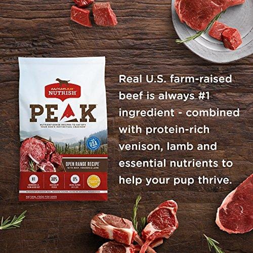 Rachael Ray Nutrish PEAK Natural Grain Free Dry Dog Food, Open Range  with Beef, Venison & Lamb, 23 lbs