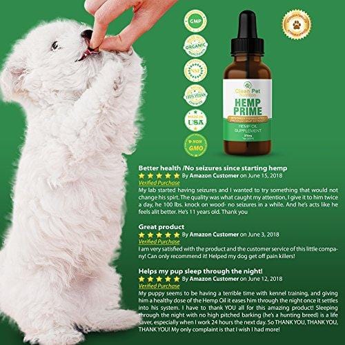 Hemp Oil For Dogs and Cats - Full Spectrum Organic Drops Hemp Oil For Anxiety & Stress Relief- Arthritis Pain Relief - Hip and Joint Dog Supplement- Apply To Hemp Prime Treats (375mg)