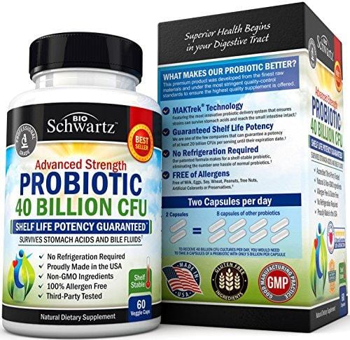 Probiotic 40 Billion CFU. Guaranteed Potency until Expiration - Patented Delay Release, Shelf Stable - Lactobacillus Acidophilus - Gluten Dairy Free for Women Men - No Refrigeration - Digestive Health
