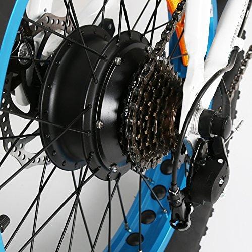 ECOTRIC 20" New Fat Tire Folding Electric Bike Beach Snow Bicycle ebike 500W Electric Moped Electric Mountain Bicycles … (White and Blue)