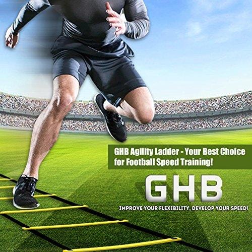 GHB Pro Agility Ladder Agility Training Ladder Speed Flat Rung with Carrying Bag 12 Rungs