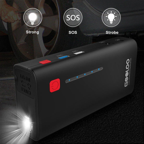 GOOLOO 800A Peak 18000mAh SuperSafe Car Jump Starter with USB Quick Charge 3.0 (Up to 7.0L Gas or 5.5L Diesel Engine), 12V Portable Power Pack Auto Battery Booster Phone Charger Built-in LED Light