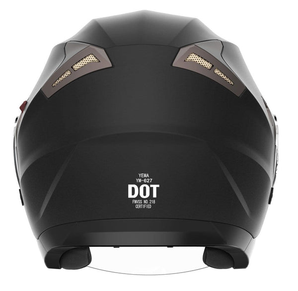 Motorcycle Open Face Helmet DOT Approved - YEMA YM-627 Motorbike Moped Jet Bobber Pilot Crash Chopper 3/4 Half Helmet with Sun Visor for Adult Men Women - Matte Black,Medium