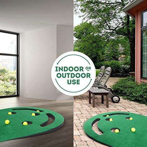 Milliard Premium Golf Putting Green Incline Mat for Indoor, Outdoor, Office and Home use with 3 Holes and Trap Cutouts 9'x3'