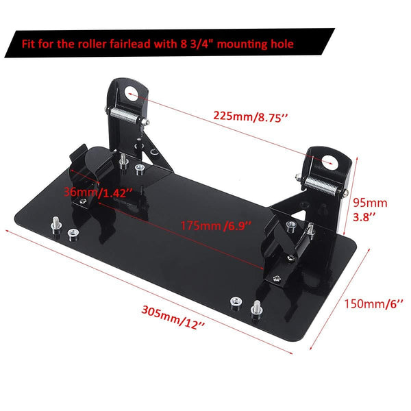 Samlight License Plate Bracket 8 3/4 Inch Flip-Up Winch Roller Fairlead Mount Holder Black Stainless Steel