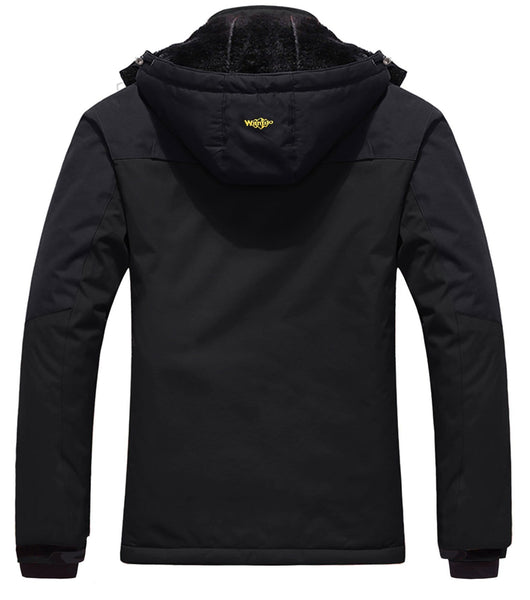 Wantdo Men's Waterproof Mountain Jacket Fleece Windproof Ski Jacket US XL  Black XL