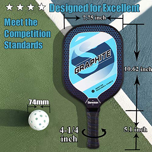 Senston Graphite Pickleball Paddles 4 Pack - Premium Graphite Carbon Fiber Face/Polymer Honeycomb Core Pickleball Paddles Set of 4 Pickleball Paddles Pro; 4 Outdoor Balls; 4 Grips; 2 Racket Covers