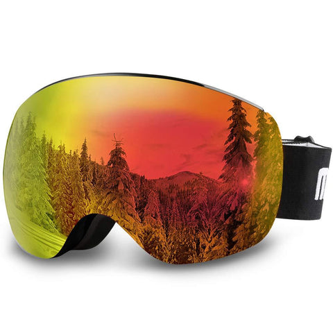 AKASO OTG Ski Goggles, Snowboard Goggles, Mag-Pro Magnetic Interchangeable Lenses, Anti-Fog, 100% UV Protection, Helmet Compatible, Snow Goggles for Men & Women, Free Balaclava Ski Mask Included