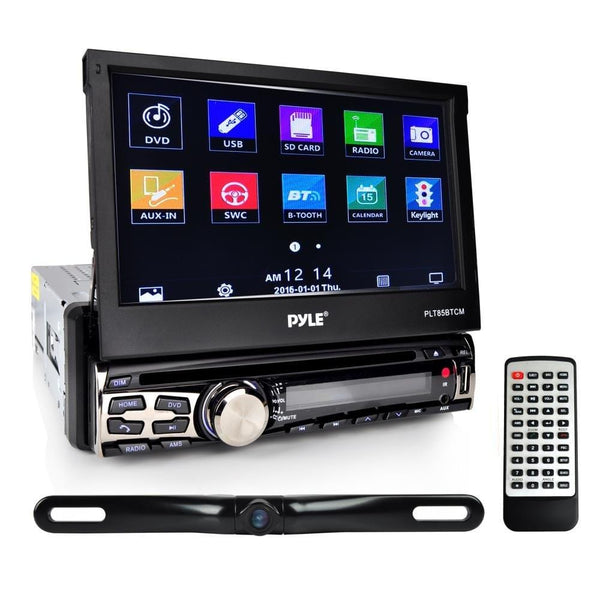 Pyle Car Stereo Receiver System & Backup Camera Kit Touch-Screen Headunit Radio CD/DVD Player | Bluetooth Wireless Streaming | Hands-Free Talking | USB/MP3/AUX/AM/FM Radio | Single DIN (PLT85BTCM)
