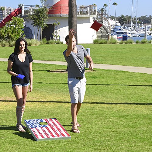 GoSports American Flag CornHole Bean Bag Toss Game Set (8 Bags per Pack), 3 x 2-Feet