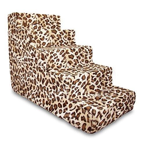 Best Pet Supplies ST225T-L Foam Pet Stairs/Steps, 5-Step, Animal Print