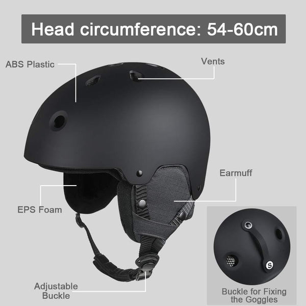 Zacro Ski & Cycling Helmet - Winter Snow Snowboard Skiing Helmet with CPSC and ASTM Certified,Compatible with Ski Goggles for Skiing, Comes with a Headwear and Personality Stickers (M 54-60cm)