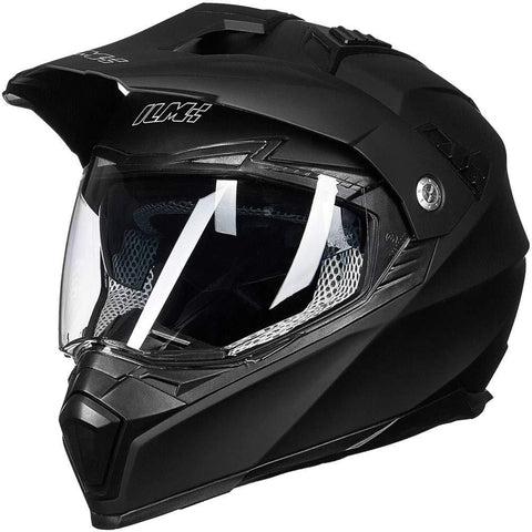 ILM Off Road Motorcycle Dual Sport Helmet Full Face Sun Visor Dirt Bike ATV Motocross DOT Approved (L, Matte Black)