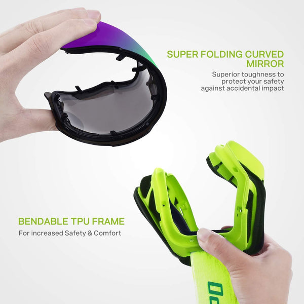 DISUPPO Ski Goggles,Skiing Goggles with Hyperboloid Anti-Fog Dual Lens,100% UV400 Protection, Windproof Impact-Resistant Anti-Glare Snowboard Goggles for Men & Women (Green)