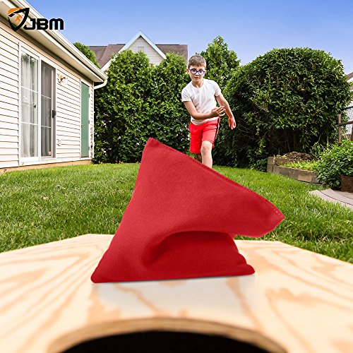 JBM Cornhole Bag (Pack of 8) Weather Resistant Cornhole Bags with Recycled Plastic Pellets for Tossing Corn Hole Game - Free Carrying Bag Included (Red & Black, 14 oz/Pack of 8)
