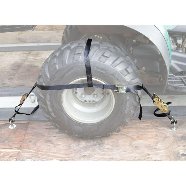 Rage Powersports 4-Pack of ATV or UTV Wheel Anchor Bonnet Ratcheting Tie-Down Straps