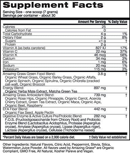 Amazing Grass Green SuperFood Energy, Watermelon, 30 Servings, 7.4 Ounce