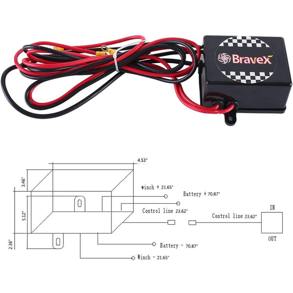 Bravex Electric 12V 3500lb/1591kg Single Line Waterproof Winch for UTV ATV Boat with Both Wireless Handheld Remote and Corded Control Recovery Winch