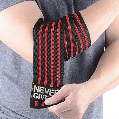 HYFAN Professional Elbow Wrist Wraps 40" Elastic Elbow Support for Weightlifting Workout Bodybuilding Gym Fitness (Red)