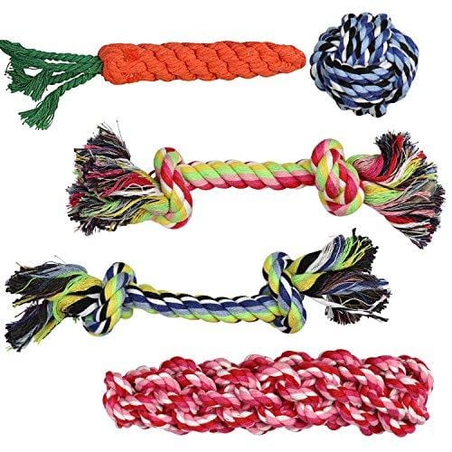 Pacific Pups Products supporting pacificpuprescue.com Dog Rope Toys for Aggressive Chewers - Set of 11 Nearly Indestructible Dog Toys - Bonus Giraffe Rope Toy - Benefits NONPROFIT Dog Rescue