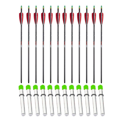 Tenpoint Pro Elite Carbon Crossbow Arrows with Alpha-Nocks and Omni-Brite 2.0 Lite Sticks, 12 Pack Bundle (HEA-640.6). for use with Any Tenpoint Crossbow. (6 Items)
