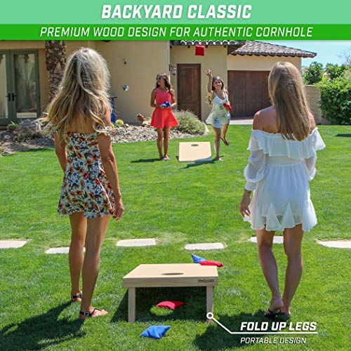 GoSports Solid Wood Premium Cornhole Set - Choose Between 4'x2' or 3'x2' Game Boards, Includes Set of 8 Corn Hole Toss Bags, Regulation Size (4ft x 2ft)