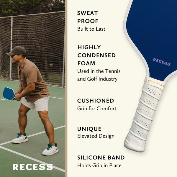 Recess Pickleball Starter Set of Premium Pickleball Paddles and Four (4) Pickle Balls - Lightweight, Honeycomb Core & Comfort Grip Handles - Perfect for Beginners