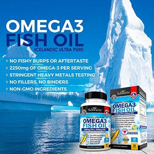 Omega 3 Fish Oil Supplement with 1200mg EPA, 900mg DHA & Fatty Acid Combination – Healthy Blood Pressure, Immune, Heart Support – Promotes Joint, Eyes, Brain & Skin Health - Non GMO Softgels