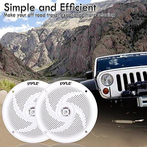 Pyle Marine Speakers - 5.25 Inch 2 Way Waterproof and Weather Resistant Outdoor Audio Stereo Sound System with 180 Watt Power and Low Profile Slim Style - 1 Pair - PLMRS5W (White)